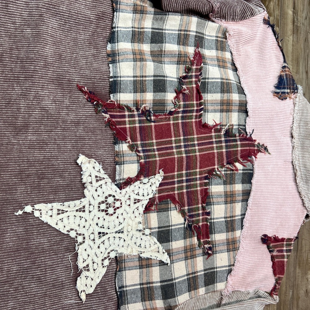 Oli &Hali Washed Patchwork Star Corduroy Jacket S – Plaid Flannel Boho Shacket R - Picture 4 of 16